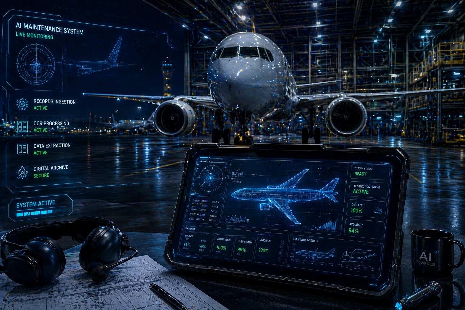 Aircraft maintenance records and technical documentation scanning